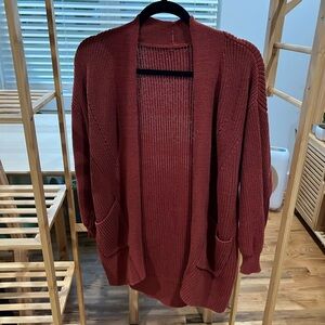 Women's Open Front Cardigan Sweater - Rust